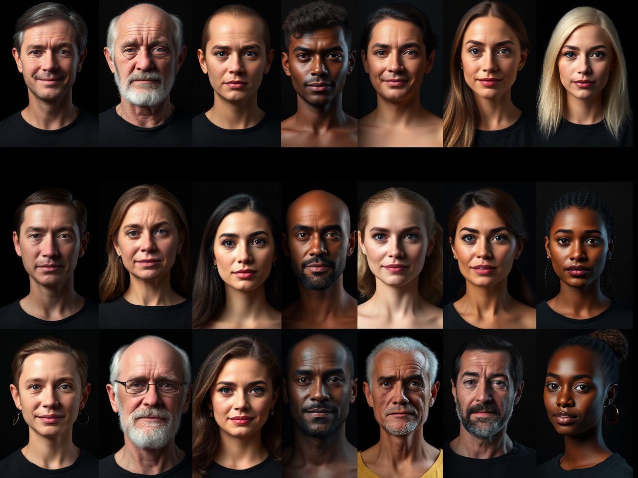 Grid of AI avatar variations for a single winning ad